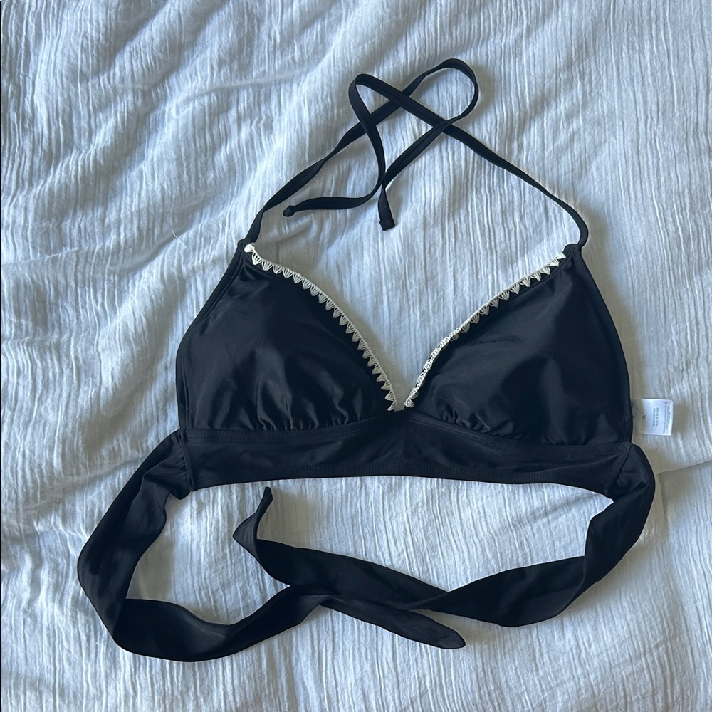 Kona Sol Black Bikini Top with White Accents